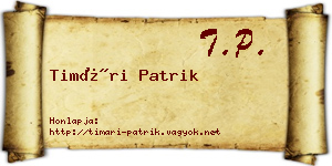 Timári Patrik névjegykártya